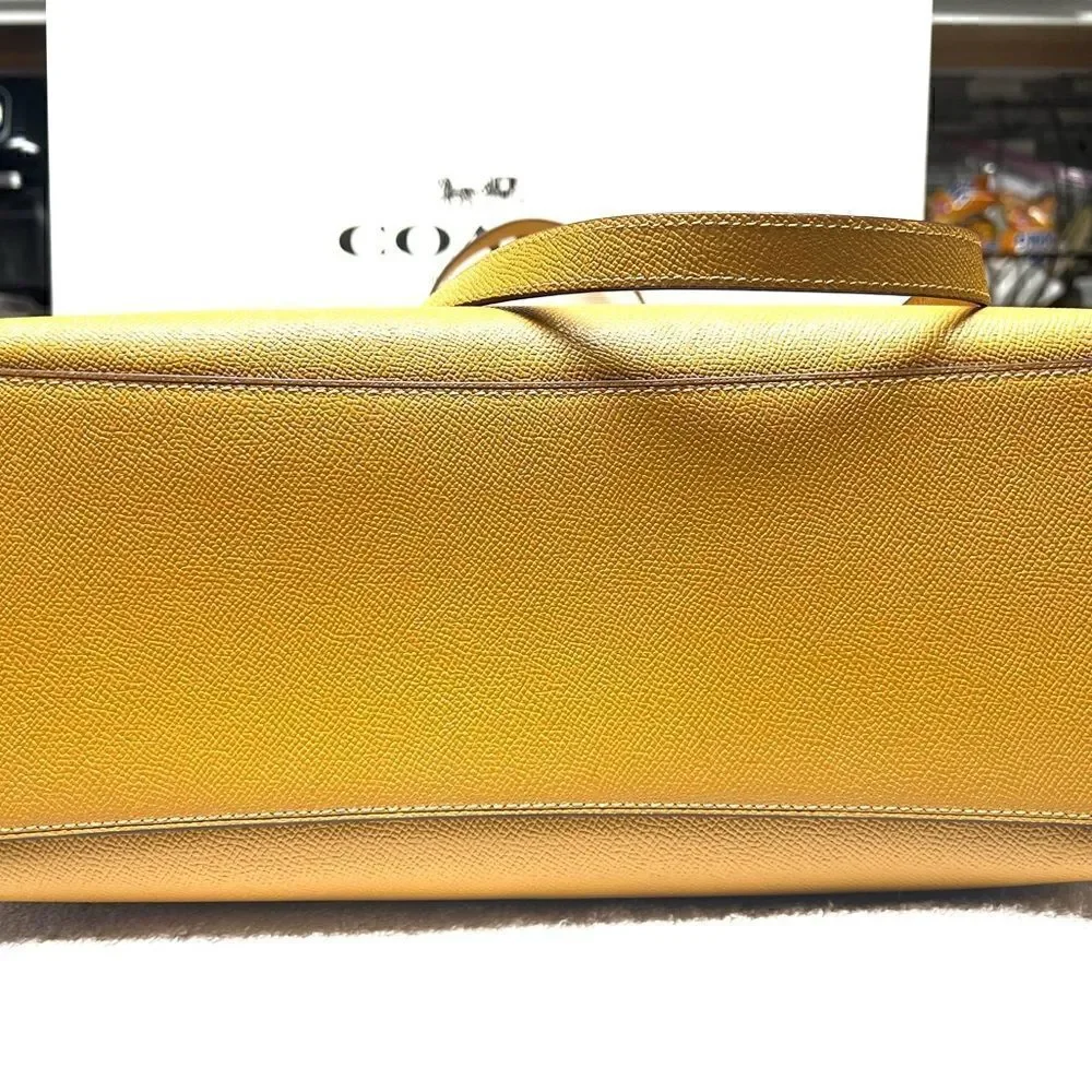 🔥🎁NWT! Coach Gallery Tote Handbag Crossgrain Leather Yellow Msrp:$328.00e